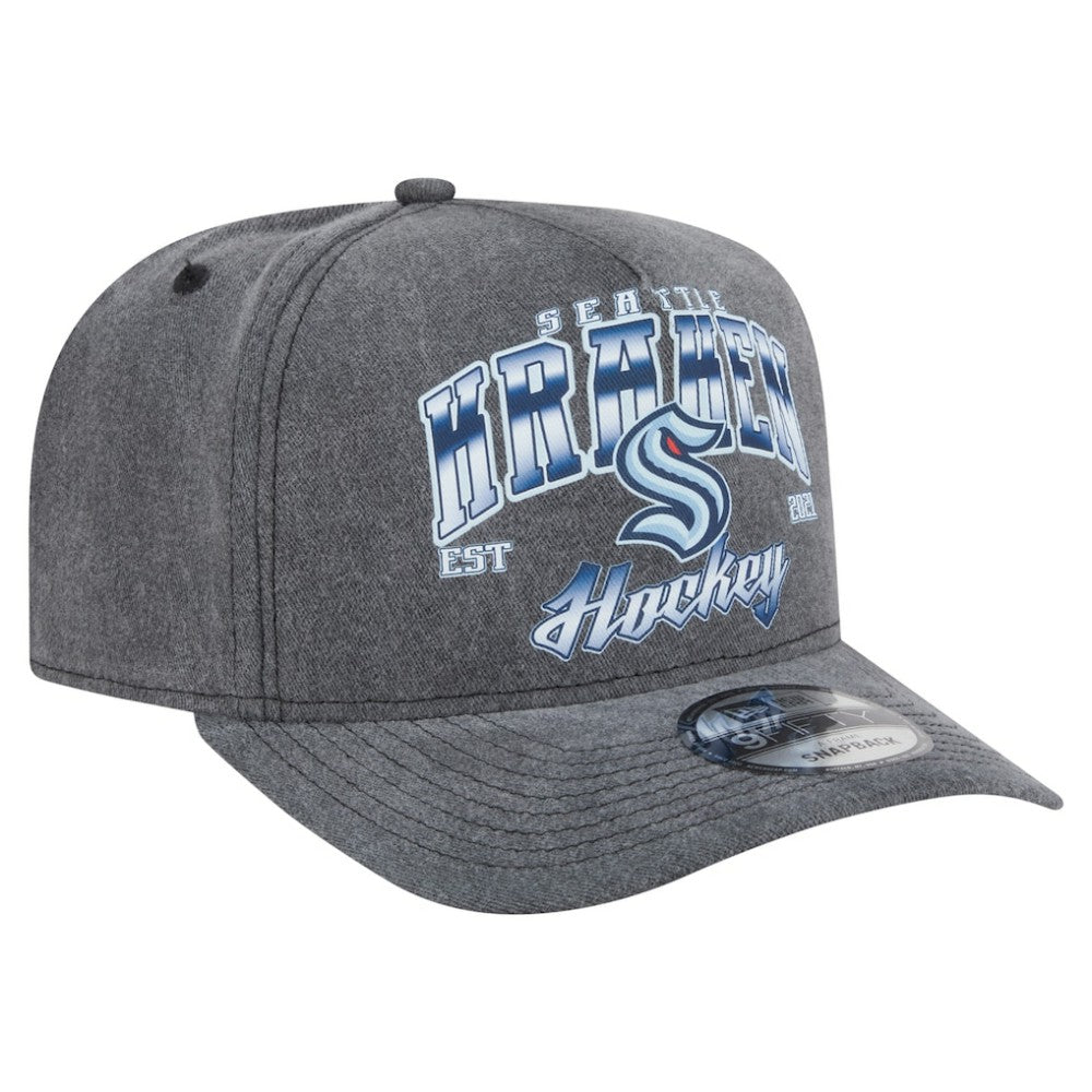 Seattle Kraken New Era Throwback Washed A-Frame Pre-Curved 9FIFTY Snapback Hat - Charcoal | US 201912307
