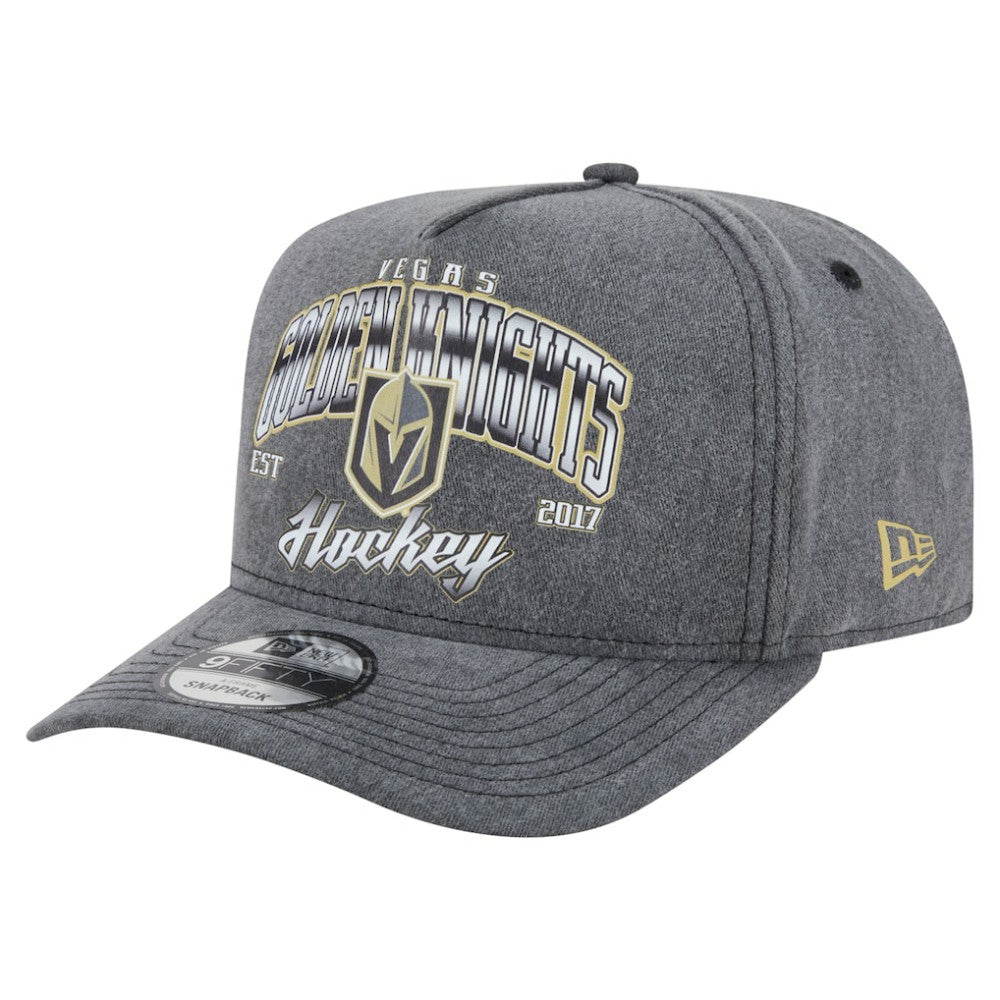 Vegas Golden Knights New Era Throwback Washed A-Frame Pre-Curved 9FIFTY Snapback Hat - Charcoal | US 201912309
