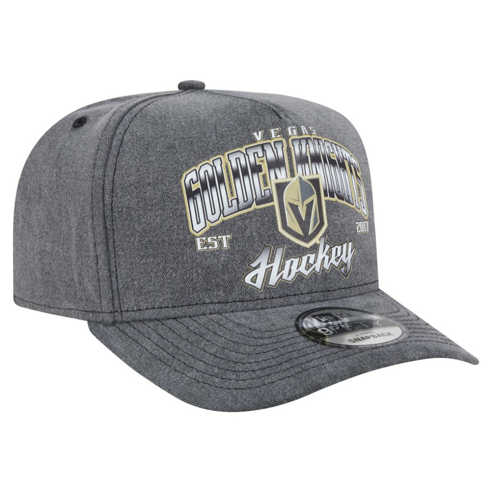 Vegas Golden Knights New Era Throwback Washed A-Frame Pre-Curved 9FIFTY Snapback Hat - Charcoal | US 201912309