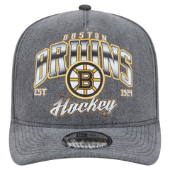 Boston Bruins New Era Throwback Washed A-Frame Pre-Curved 9FIFTY Snapback Hat - Charcoal | US 201912310