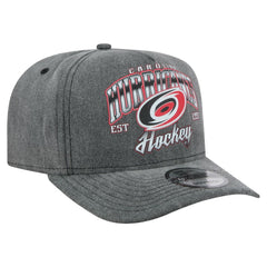 Carolina Hurricanes New Era Throwback Washed A-Frame Pre-Curved 9FIFTY Snapback Hat - Charcoal | US 201912312