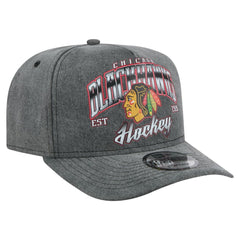 Chicago Blackhawks New Era Throwback Washed A-Frame Pre-Curved 9FIFTY Snapback Hat - Charcoal | US 201912315