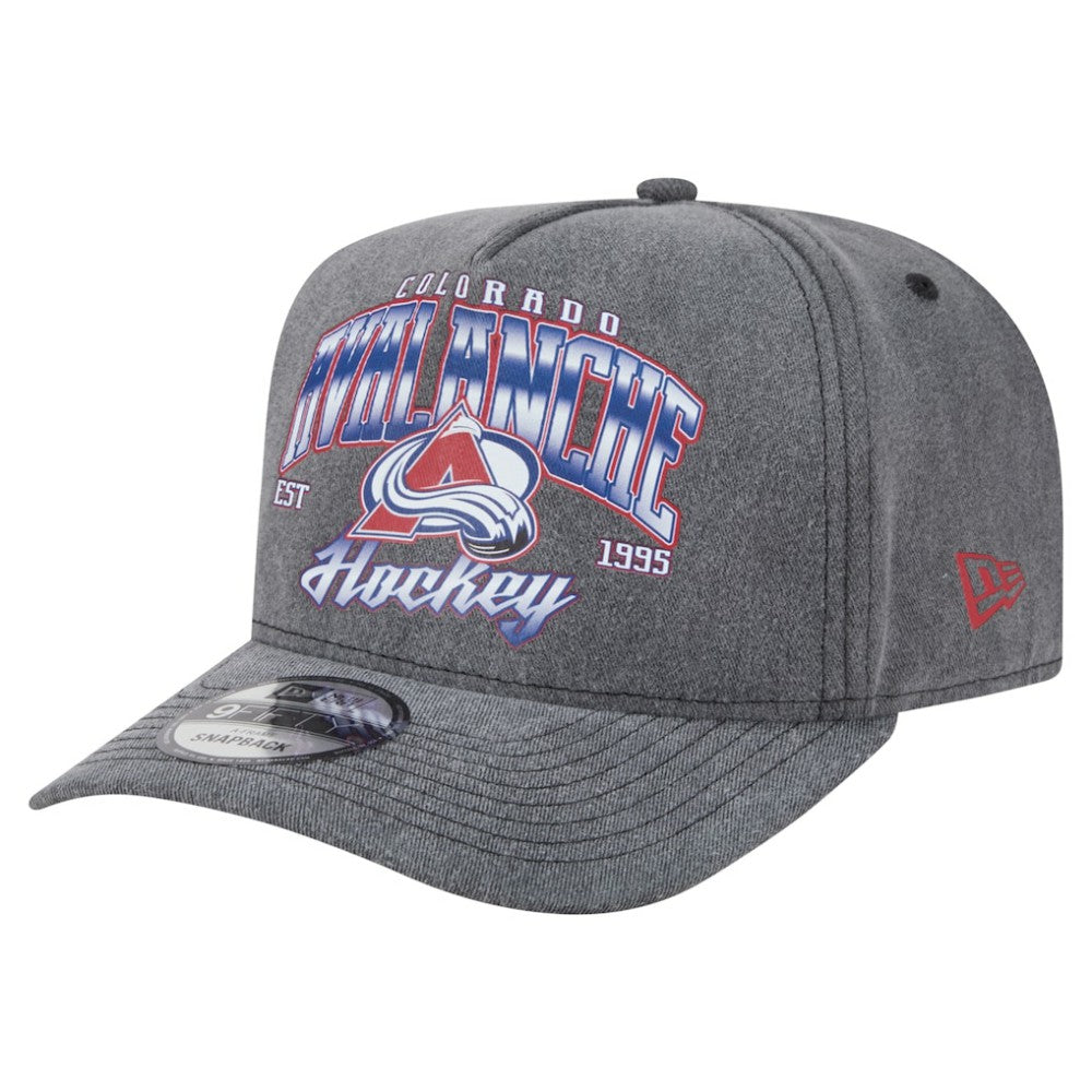 Colorado Avalanche New Era Throwback Washed A-Frame Pre-Curved 9FIFTY Snapback Hat - Charcoal | US 201912317