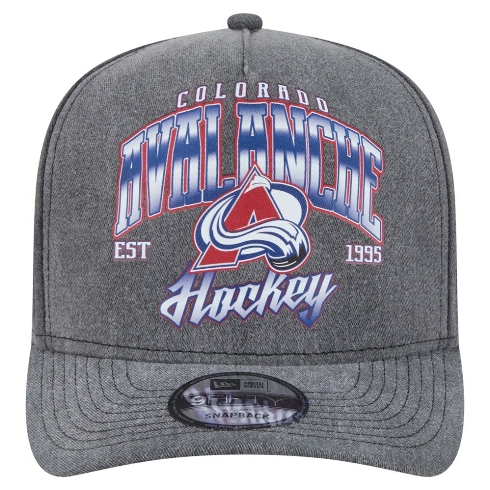 Colorado Avalanche New Era Throwback Washed A-Frame Pre-Curved 9FIFTY Snapback Hat - Charcoal | US 201912317