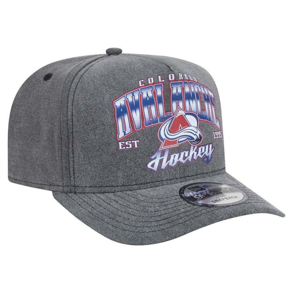 Colorado Avalanche New Era Throwback Washed A-Frame Pre-Curved 9FIFTY Snapback Hat - Charcoal | US 201912317