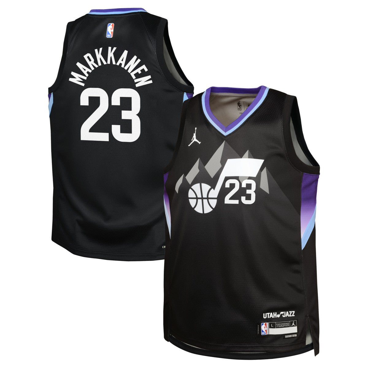 Lauri Markkanen Utah Jazz Jordan Brand Youth Swingman Jersey Statement Edition Black