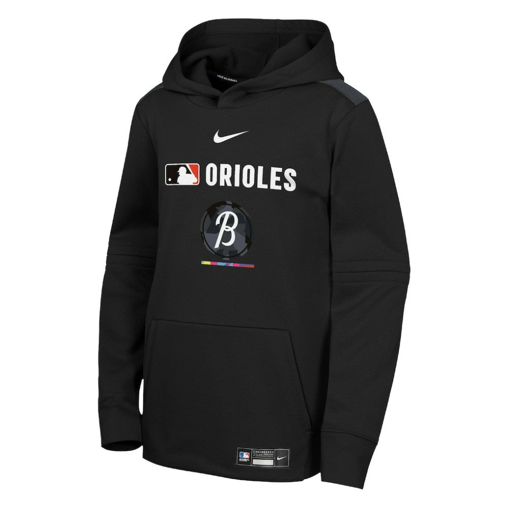 Baltimore Orioles Nike Youth City Connect Authentic Collection Performance Pullover Hoodie - Black Hoodies