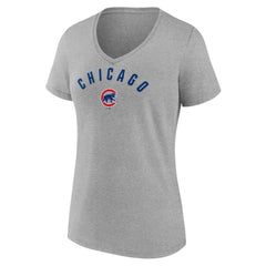 Chicago Cubs Women's Arch V-Neck T-Shirt - Gray T-shirts