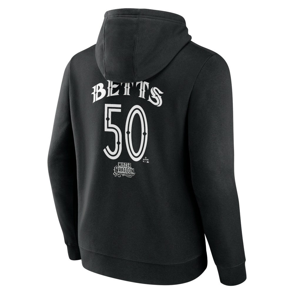 Mookie Betts Los Angeles Dodgers Mister Cartoon Name & Number Pullover Hoodie - Black Hoodies