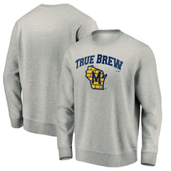 Milwaukee Brewers Heater Pullover Sweatshirt - Gray Pullover