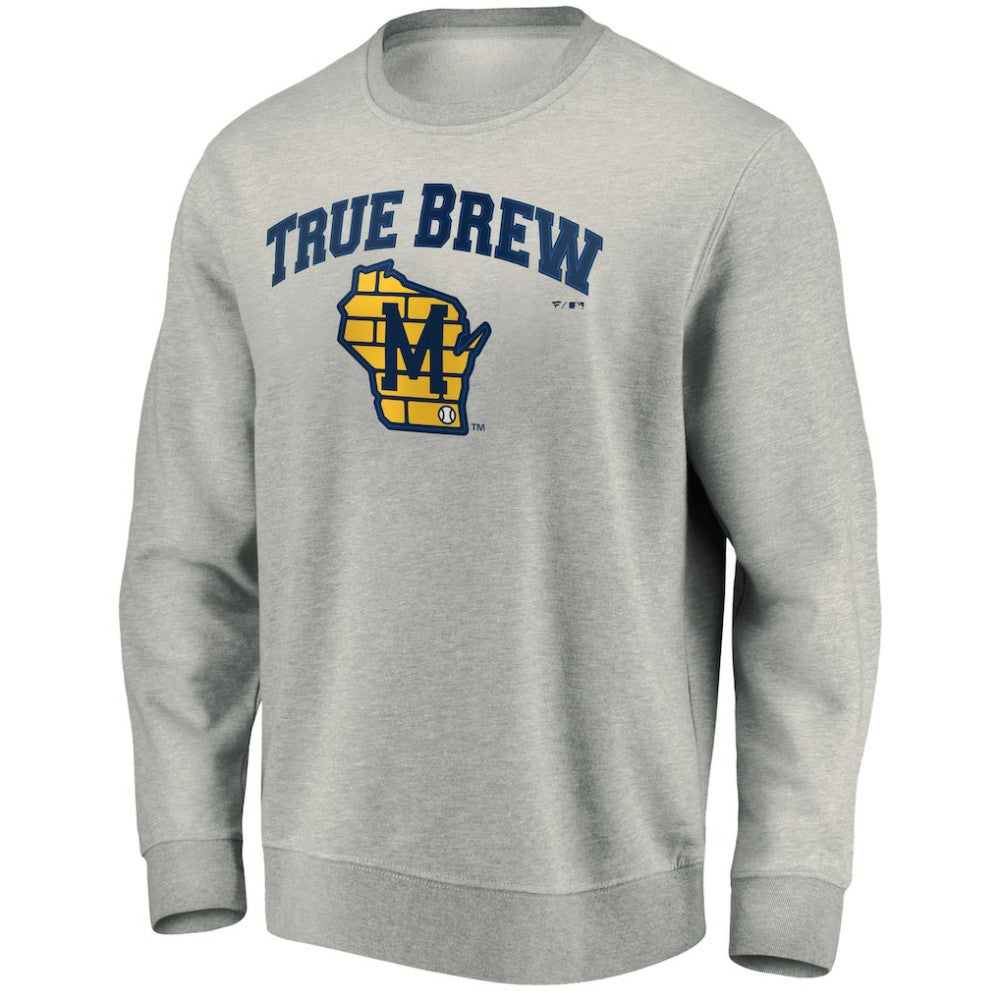 Milwaukee Brewers Heater Pullover Sweatshirt - Gray Pullover