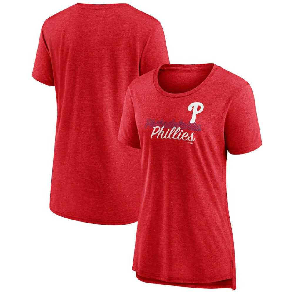 Philadelphia Phillies Women's Practice Time Tri-Blend T-Shirt - Red T-shirts