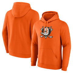 Anaheim Ducks Fanatics Primary Logo Fleece Pullover Hoodie - Orange | US 201915596