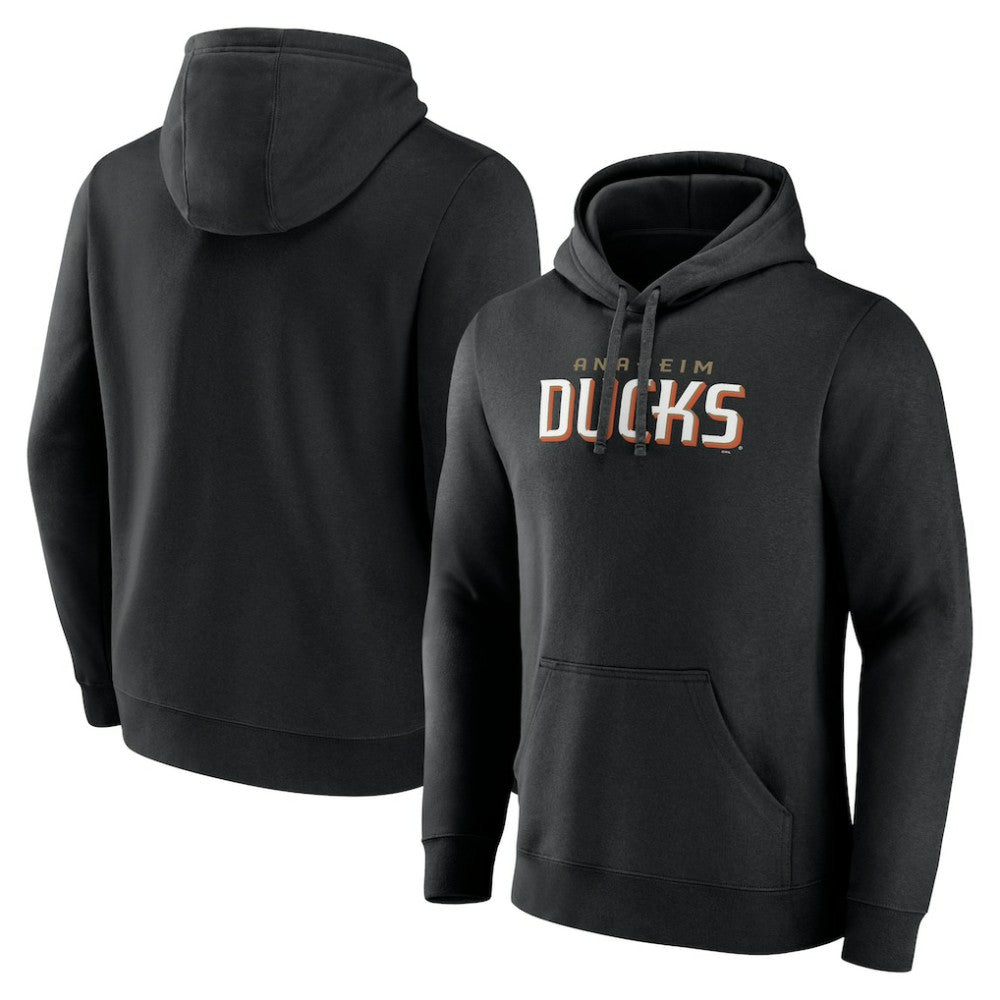 Anaheim Ducks Fanatics Wordmark Logo Fleece Pullover Hoodie - Black | US 201915604