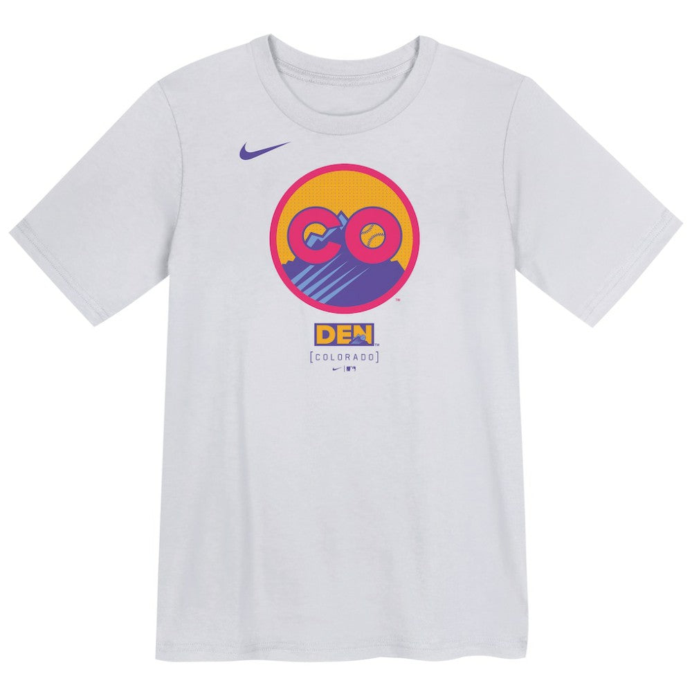Colorado Rockies Nike Preschool 2025 City Connect Logo T-Shirt - White T-shirts