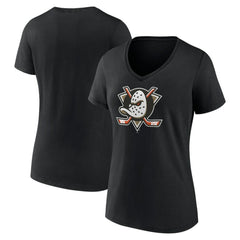 Anaheim Ducks Women's Primary Logo V-Neck T-Shirt – Black | US 201921984