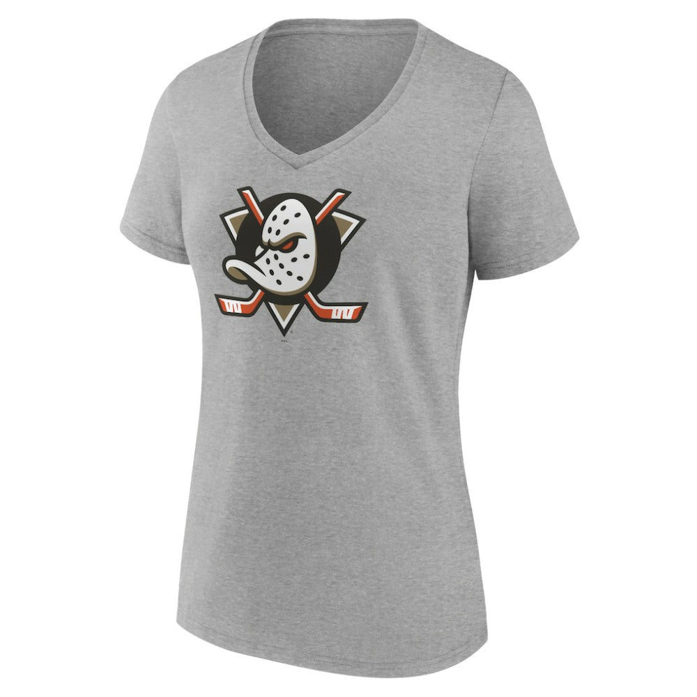 Anaheim Ducks Women's Primary Logo V-Neck T-Shirt – Gray | US 201922063