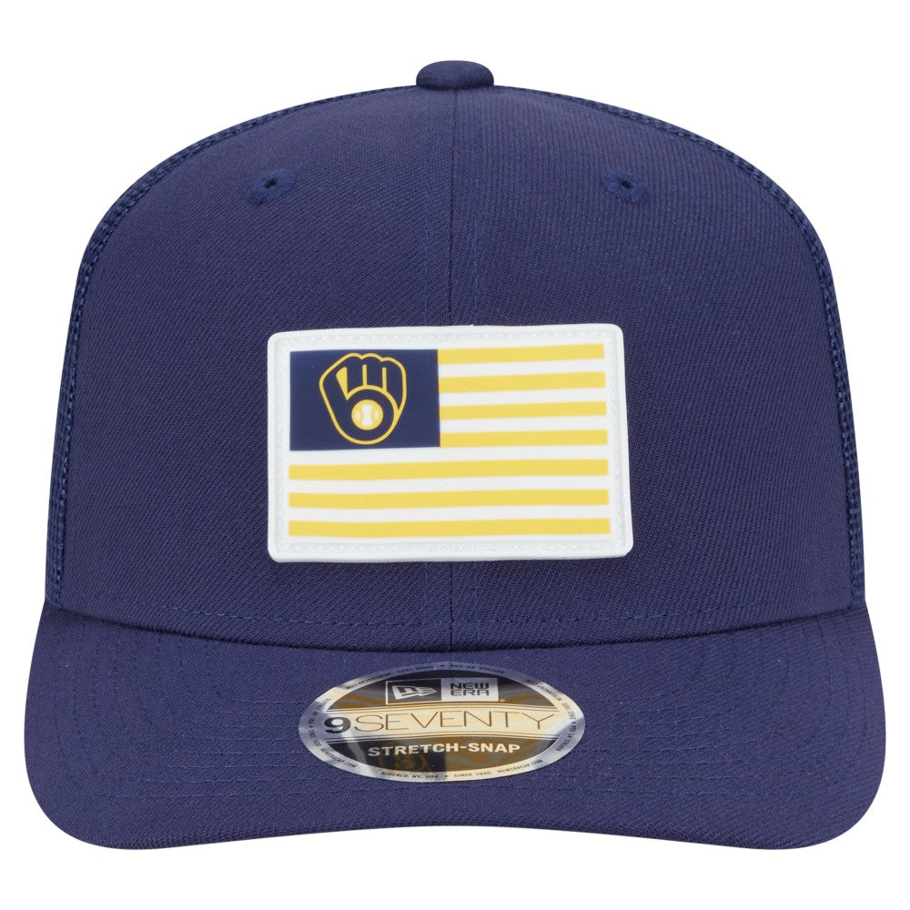 Milwaukee Brewers New Era Flag 9SEVENTY Stretch-Snap Hat - Navy Hats