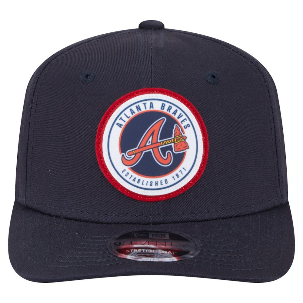 Atlanta Braves New Era Circle Patch 9SEVENTY Stretch-Snap Hat - Navy Hats
