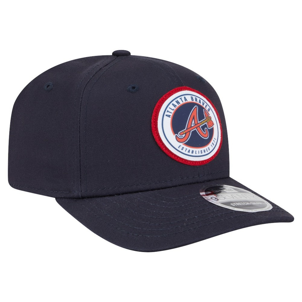 Atlanta Braves New Era Circle Patch 9SEVENTY Stretch-Snap Hat - Navy Hats