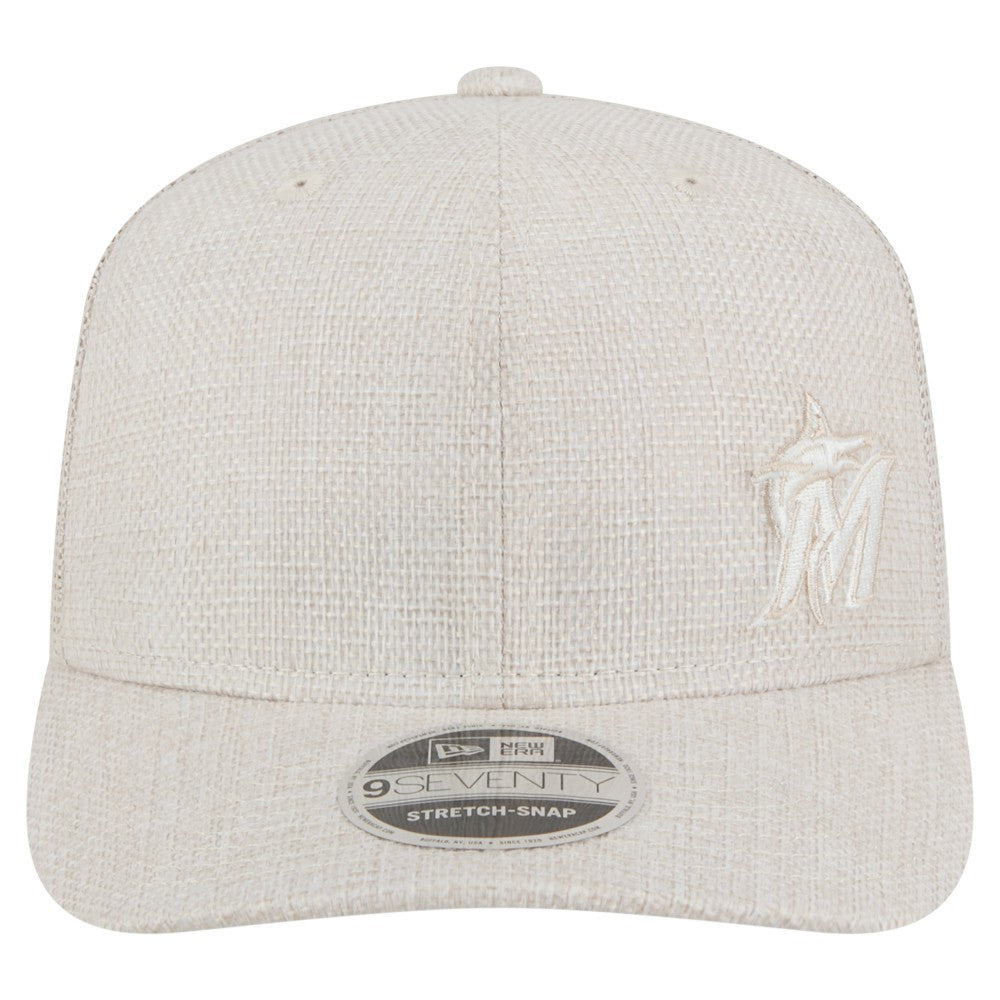 Miami Marlins New Era Flawless 9SEVENTY Stretch-Snap Hat - Light Beige Hats