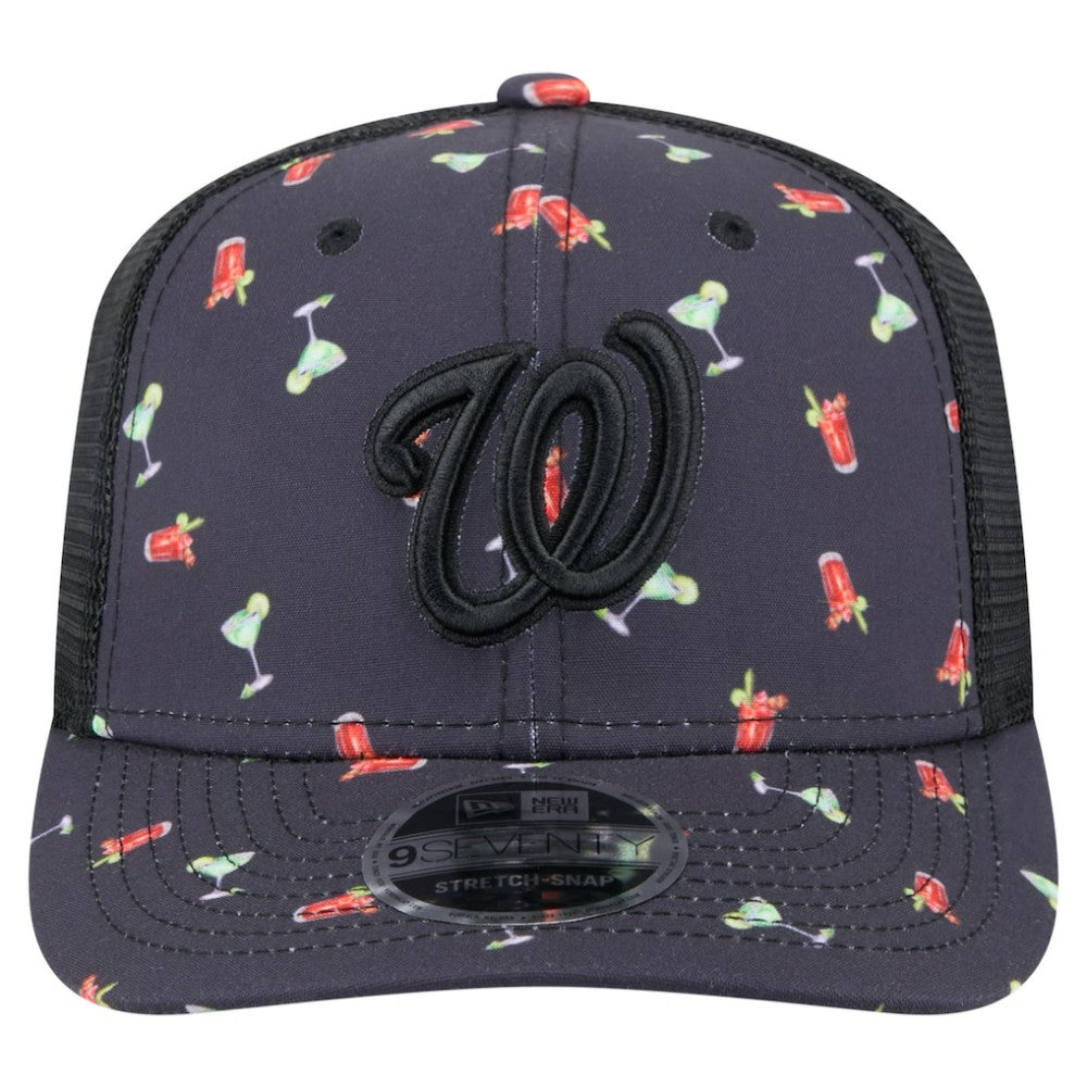 Washington Nationals New Era Adventure Drinks Pattern 9SEVENTY Stretch-Snap Hat - Black Hats