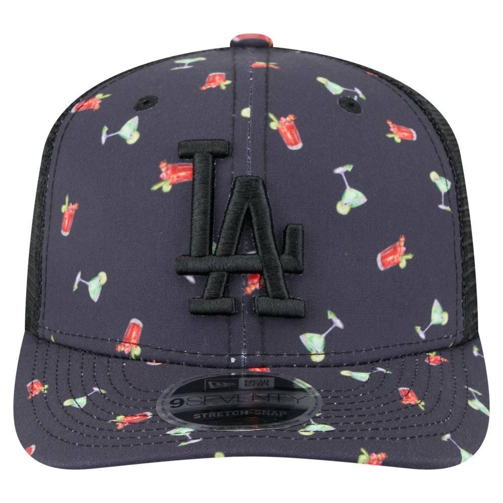 Los Angeles Dodgers New Era Adventure Drinks Pattern 9SEVENTY Stretch-Snap Hat - Black Hats