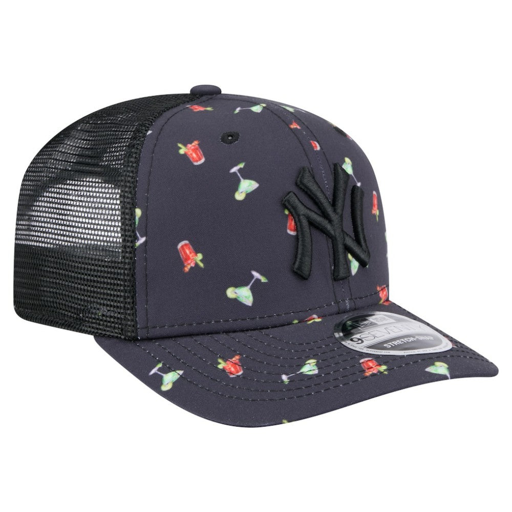 New York Yankees New Era Adventure Drinks Pattern 9SEVENTY Stretch-Snap Hat - Black Hats