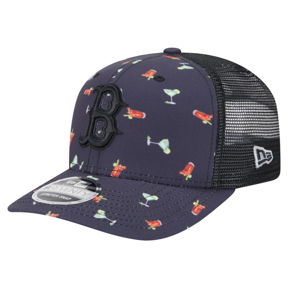 Boston Red Sox New Era Adventure Drinks Pattern 9SEVENTY Stretch-Snap Hat - Black Hats