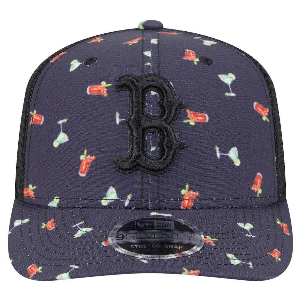 Boston Red Sox New Era Adventure Drinks Pattern 9SEVENTY Stretch-Snap Hat - Black Hats