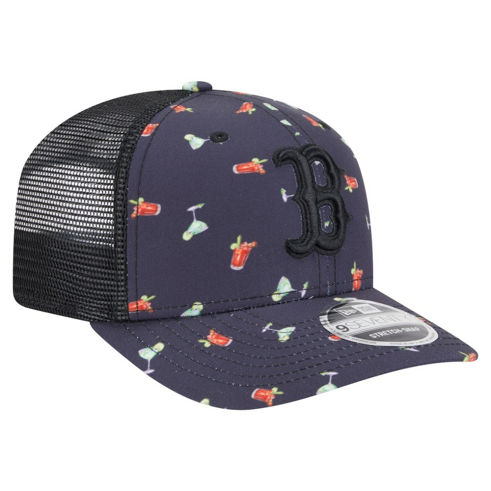 Boston Red Sox New Era Adventure Drinks Pattern 9SEVENTY Stretch-Snap Hat - Black Hats