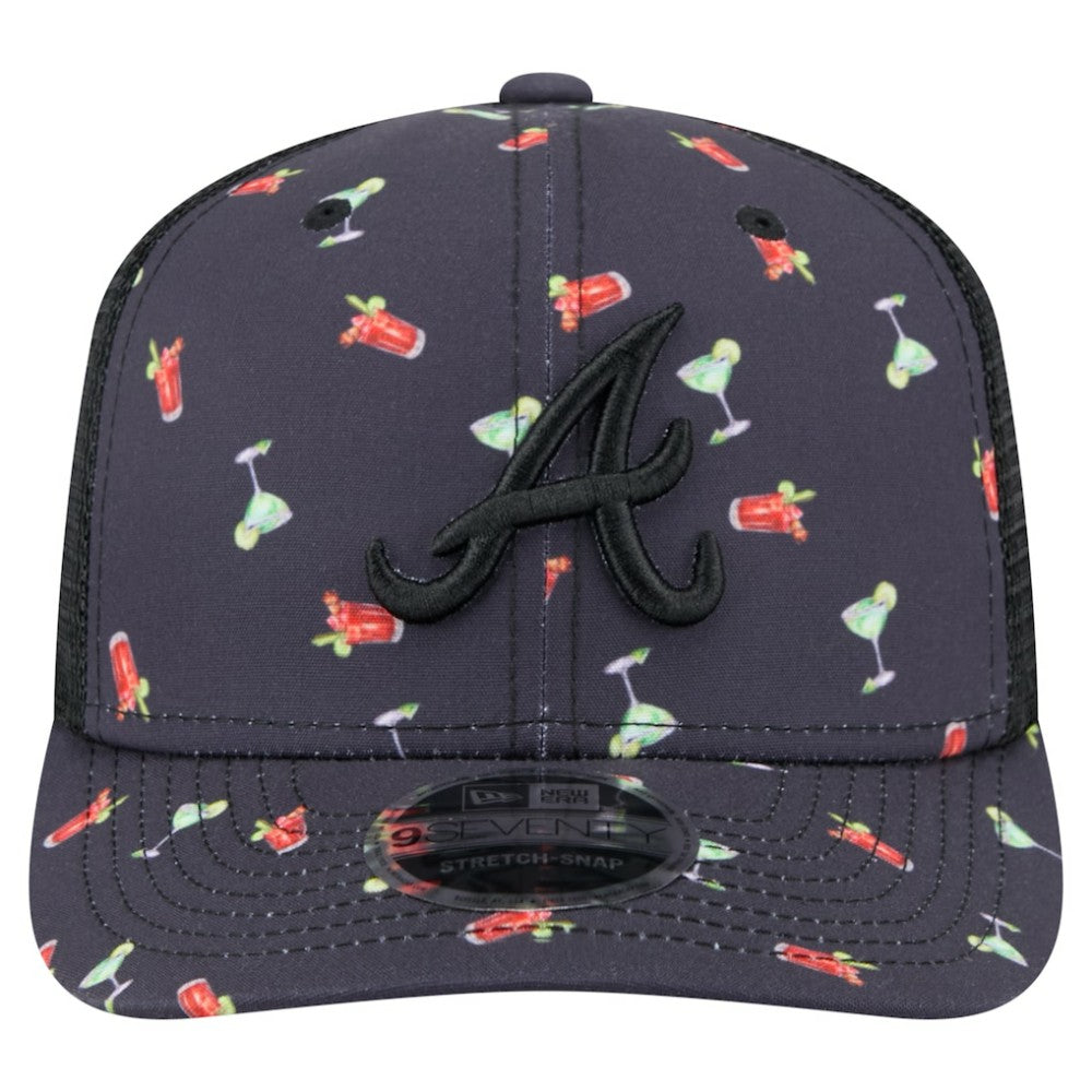 Atlanta Braves New Era Adventure Drinks Pattern 9SEVENTY Stretch-Snap Hat - Black Hats