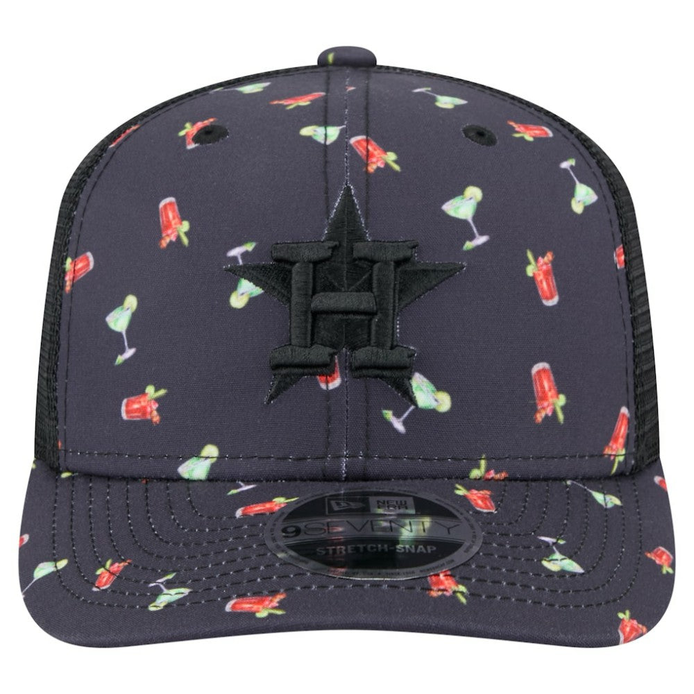 Houston Astros New Era Adventure Drinks Pattern 9SEVENTY Stretch-Snap Hat - Black Hats