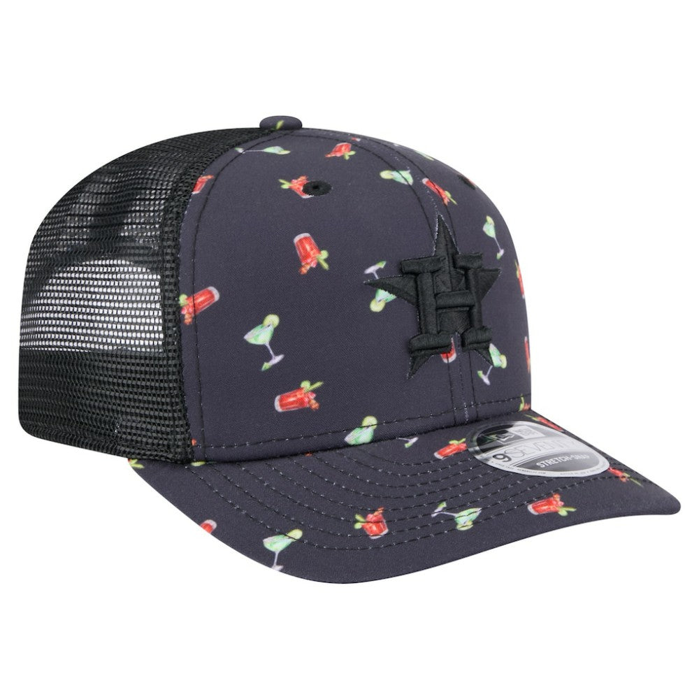 Houston Astros New Era Adventure Drinks Pattern 9SEVENTY Stretch-Snap Hat - Black Hats