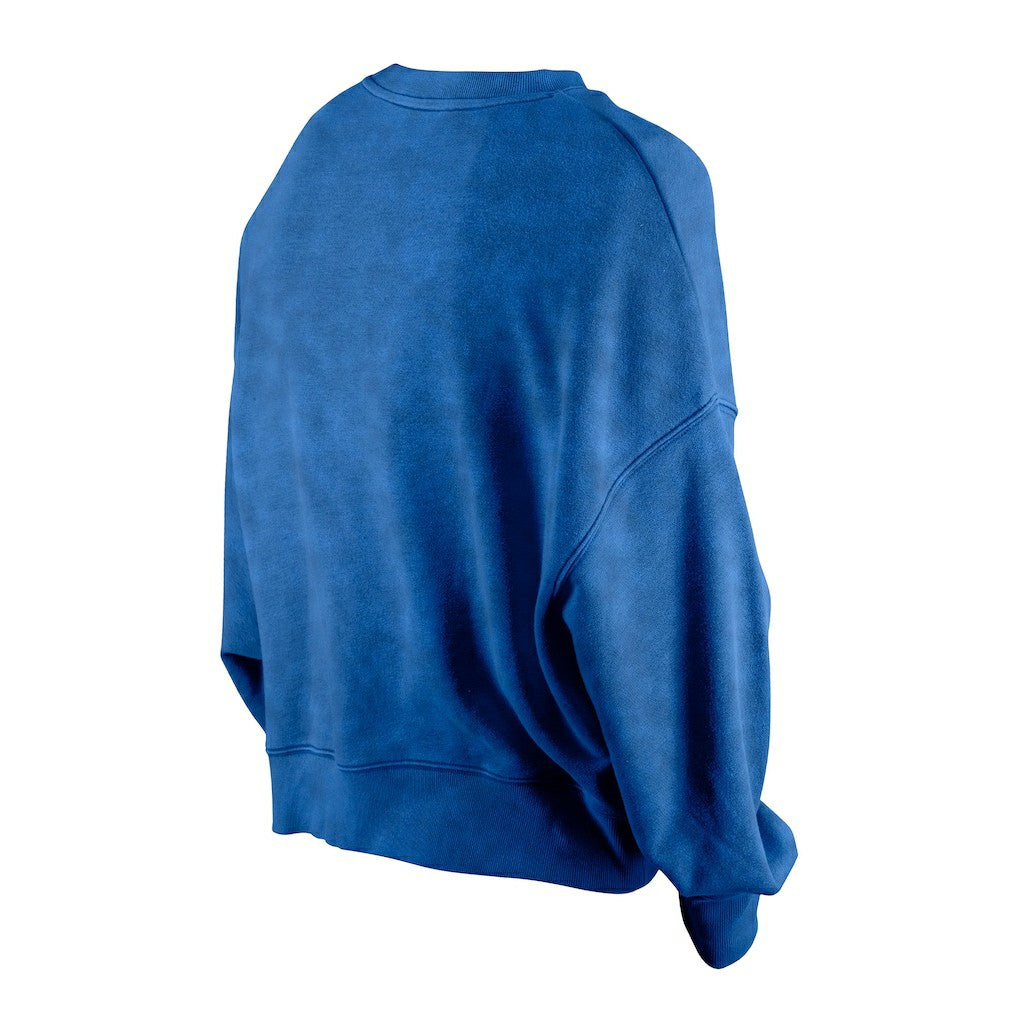 Philadelphia 76ers Women's Throwback Vintage Enzyme Wash Oversized Boxy Pullover Sweatshirt Royal - New Era