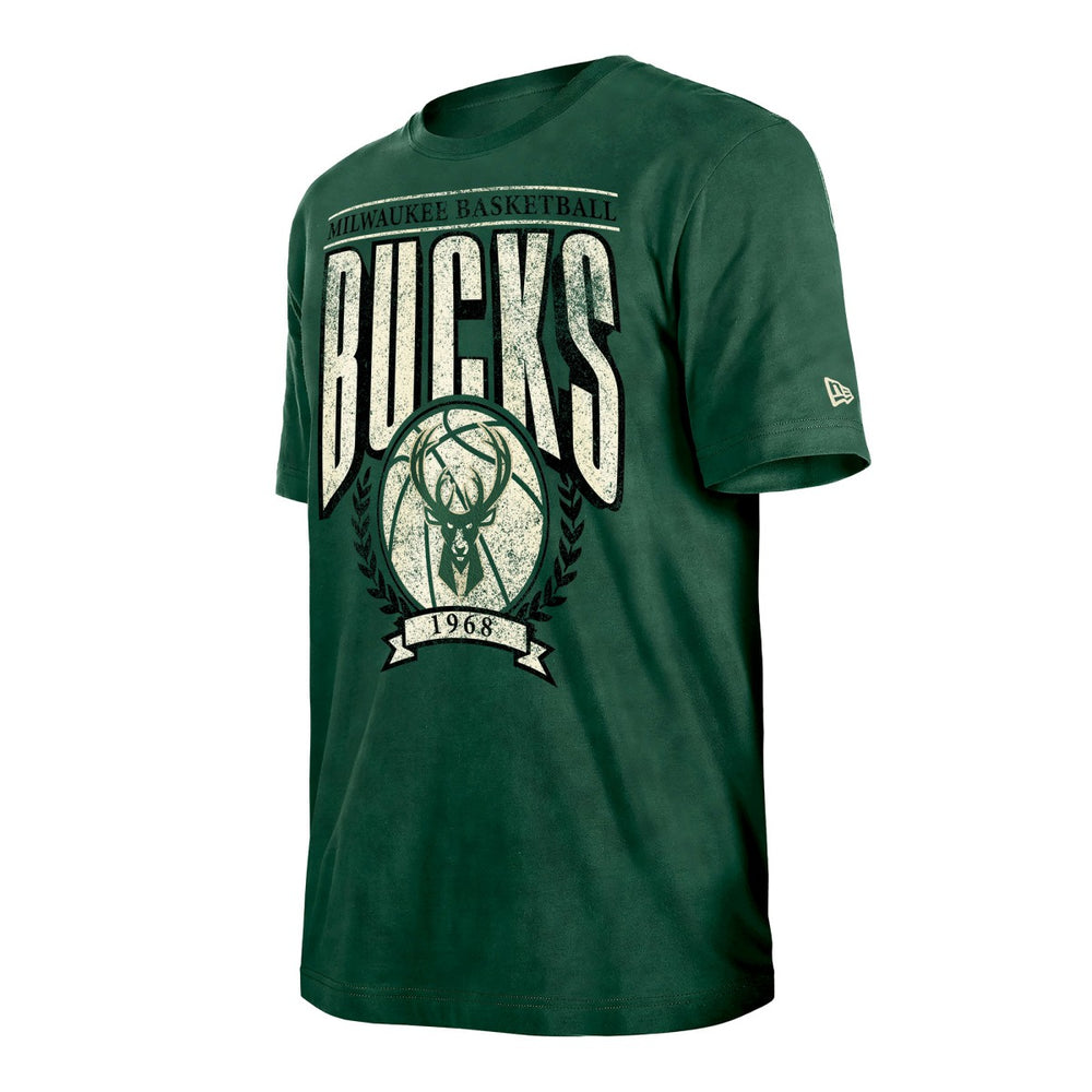Milwaukee Bucks Throwback Vintage Boxy Mineral Wash T-Shirt Hunter Green - New Era outlet