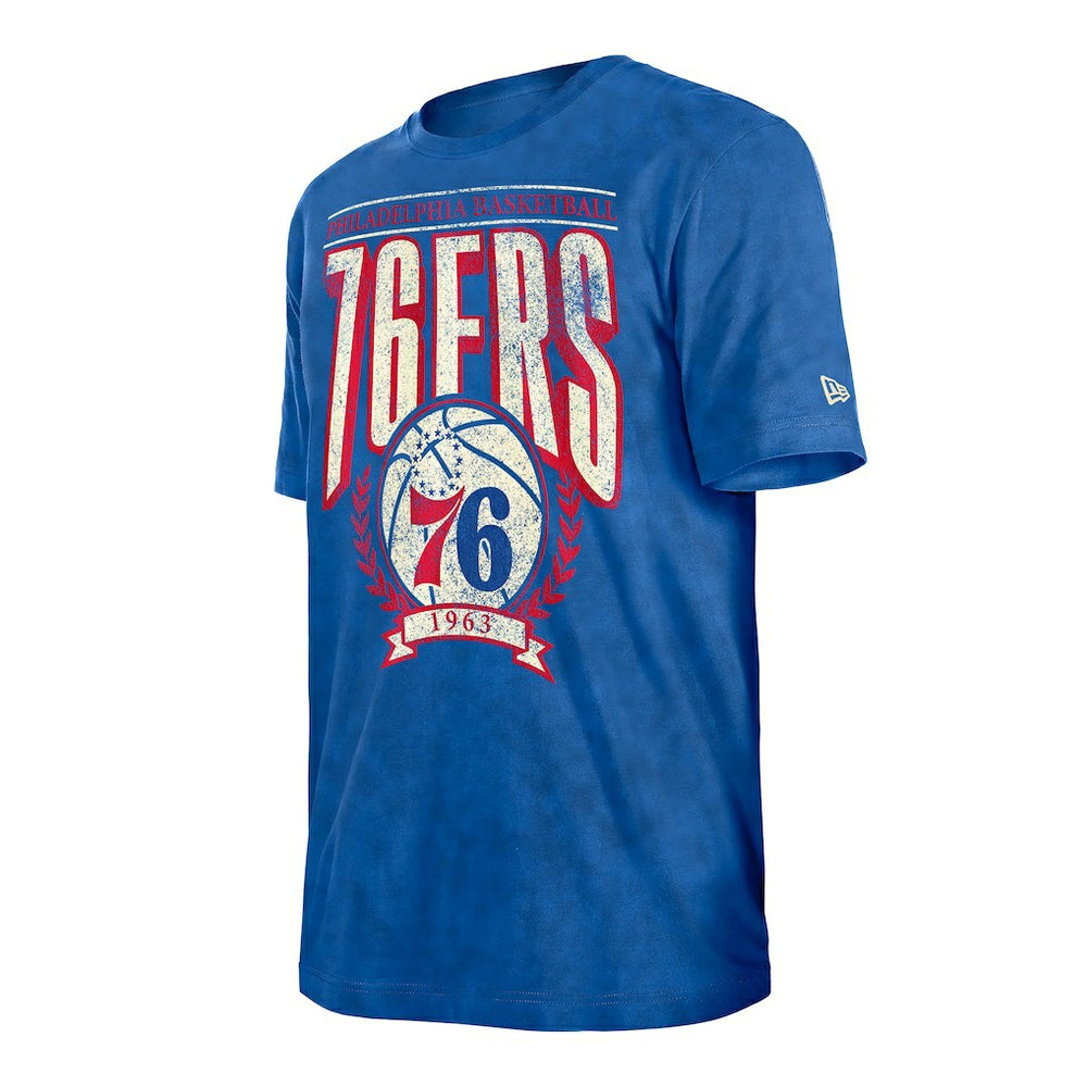 Philadelphia 76ers Throwback Vintage Boxy Mineral Wash T-Shirt Royal - New Era