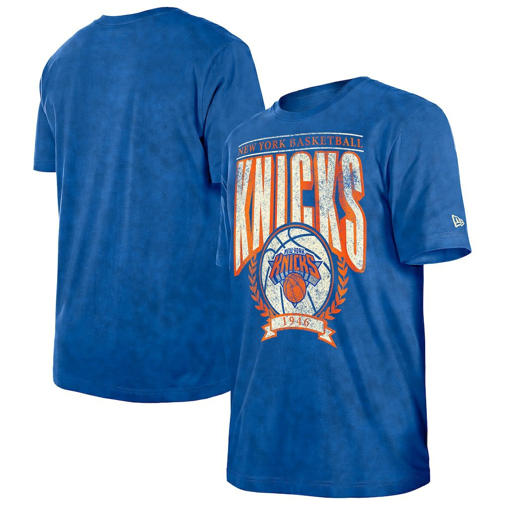 New York Knicks Throwback Vintage Boxy Mineral Wash T-Shirt Blue - New Era