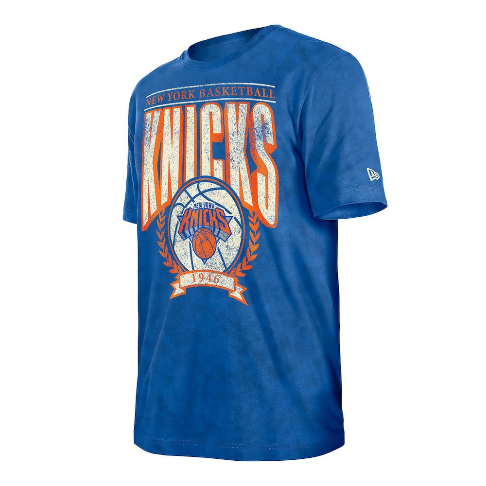 New York Knicks Throwback Vintage Boxy Mineral Wash T-Shirt Blue - New Era