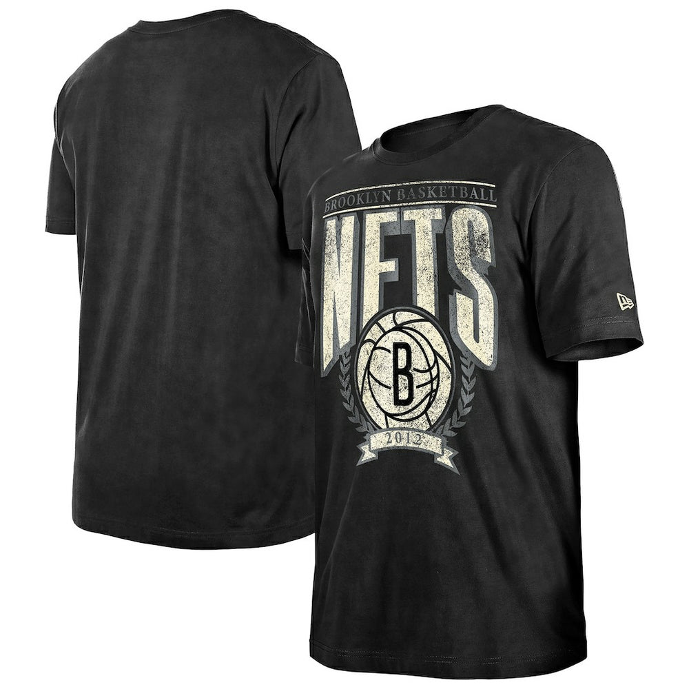 Brooklyn Nets Throwback Vintage Boxy Mineral Wash T-Shirt Black - New Era