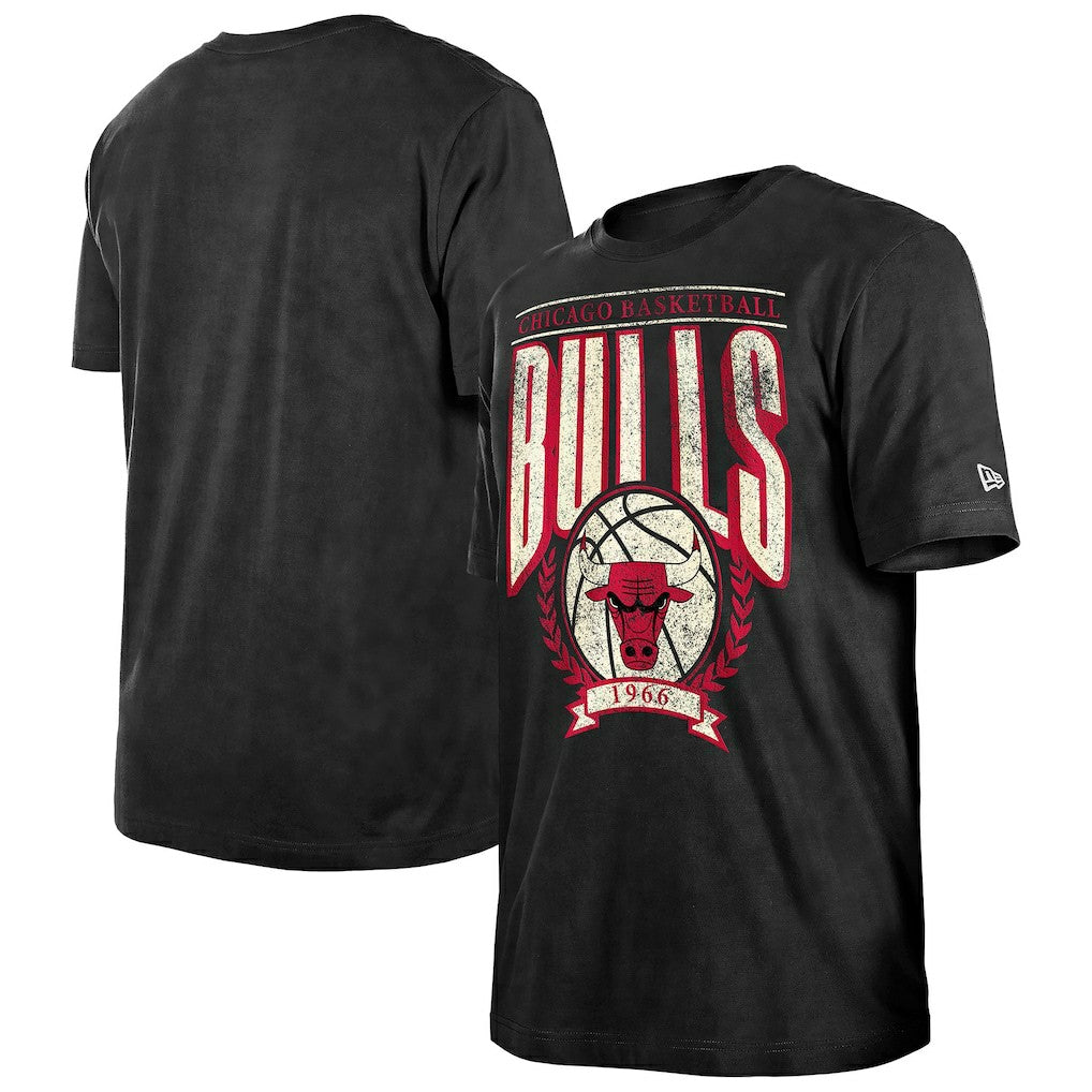 Chicago Bulls Throwback Vintage Boxy Mineral Wash T-Shirt Black - New Era