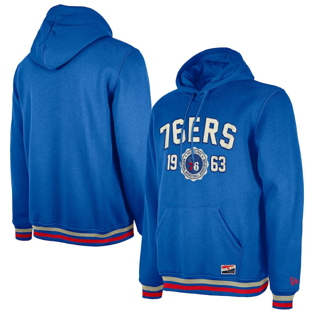 Philadelphia 76ers Throwback Vintage Pullover Hoodie Royal - New Era