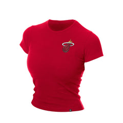 Miami Heat Women's Leisure Collection Baby Doll Cropped T-Shirt Dark Red - New Era outlet