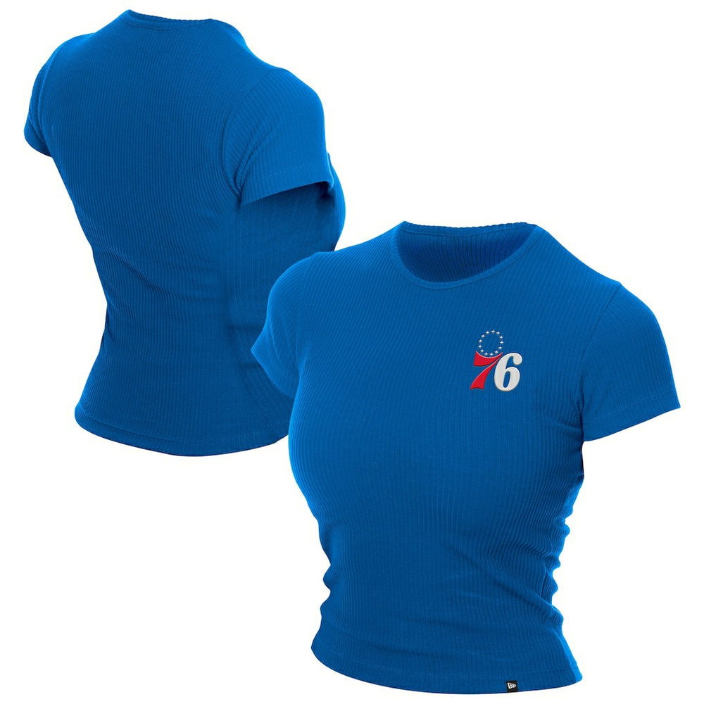 Philadelphia 76ers Women's Leisure Collection Baby Doll Cropped T-Shirt Blue - New Era