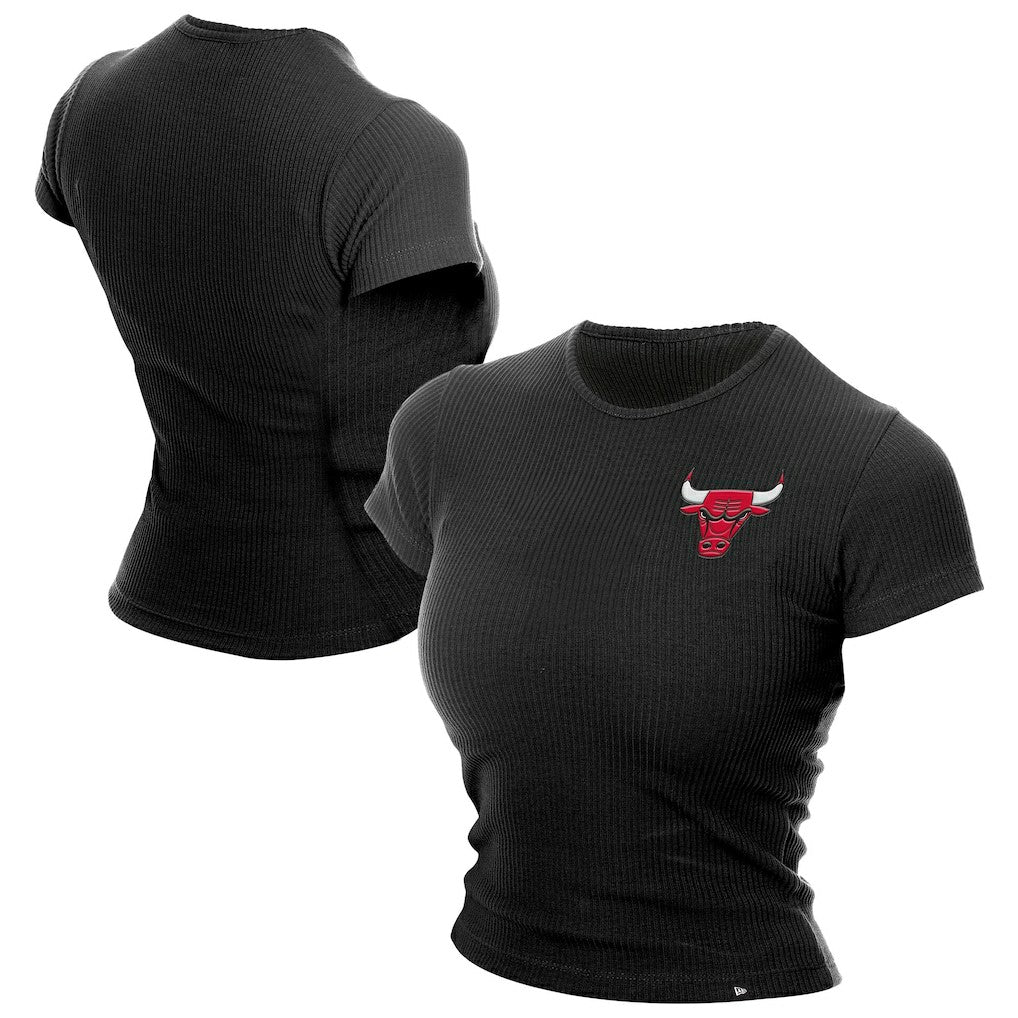 Chicago Bulls Women's Leisure Collection Baby Doll Cropped T-Shirt Black - New Era