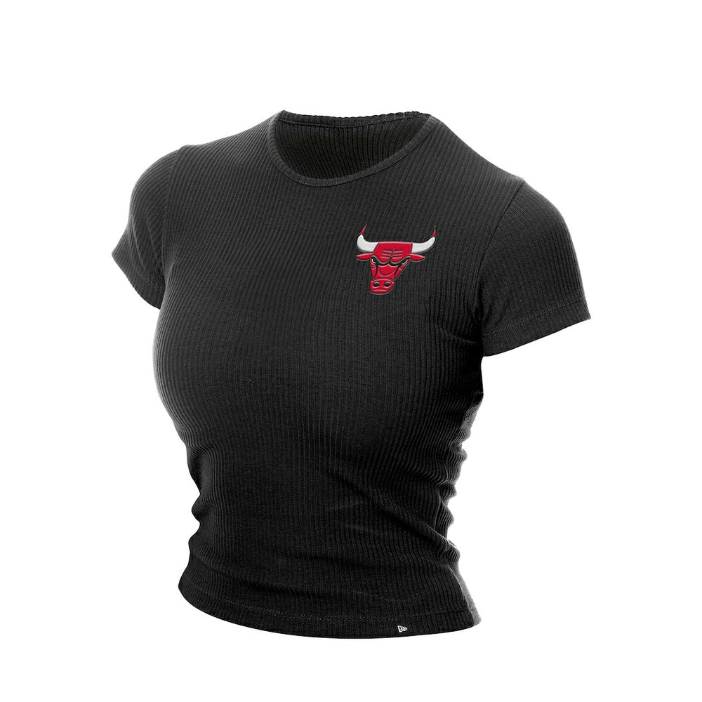 Chicago Bulls Women's Leisure Collection Baby Doll Cropped T-Shirt Black - New Era