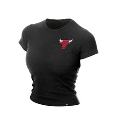 Chicago Bulls Women's Leisure Collection Baby Doll Cropped T-Shirt Black - New Era