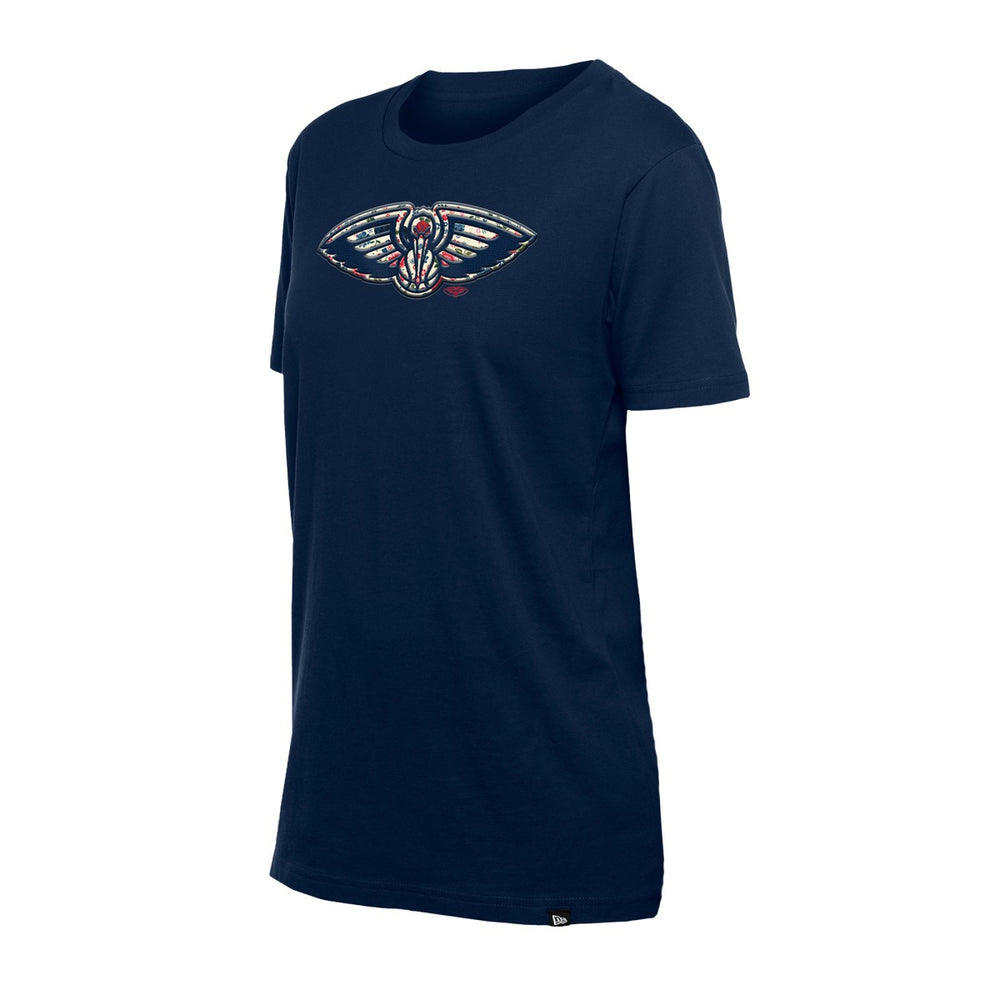 New Orleans Pelicans Women's Glam Game Flower T-Shirt Navy - New Era