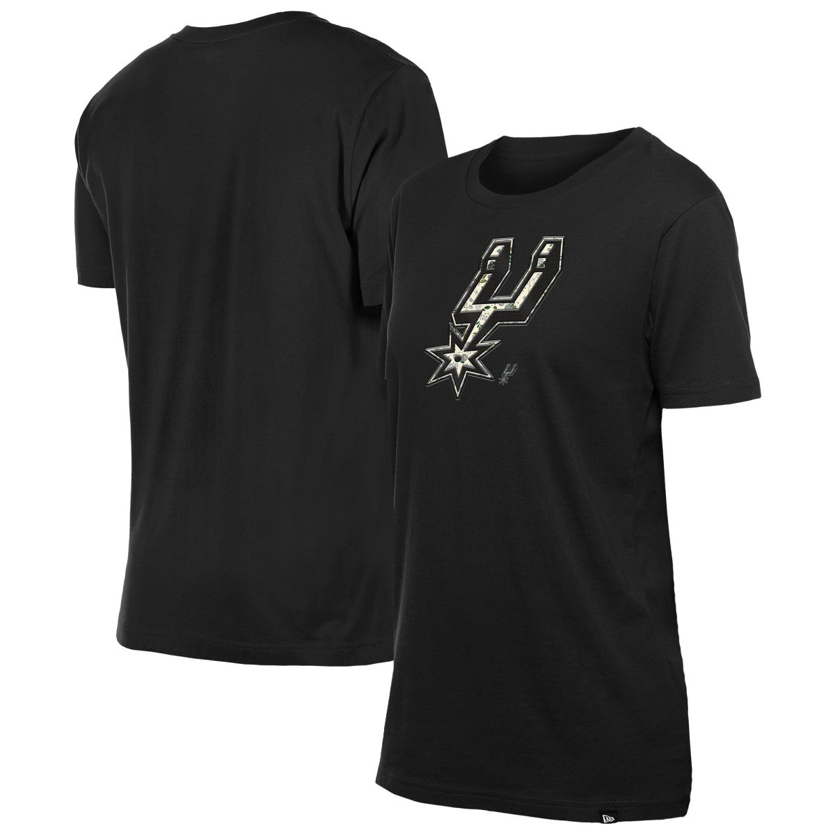 San Antonio Spurs Women's Glam Game Flower T-Shirt Black - New Era