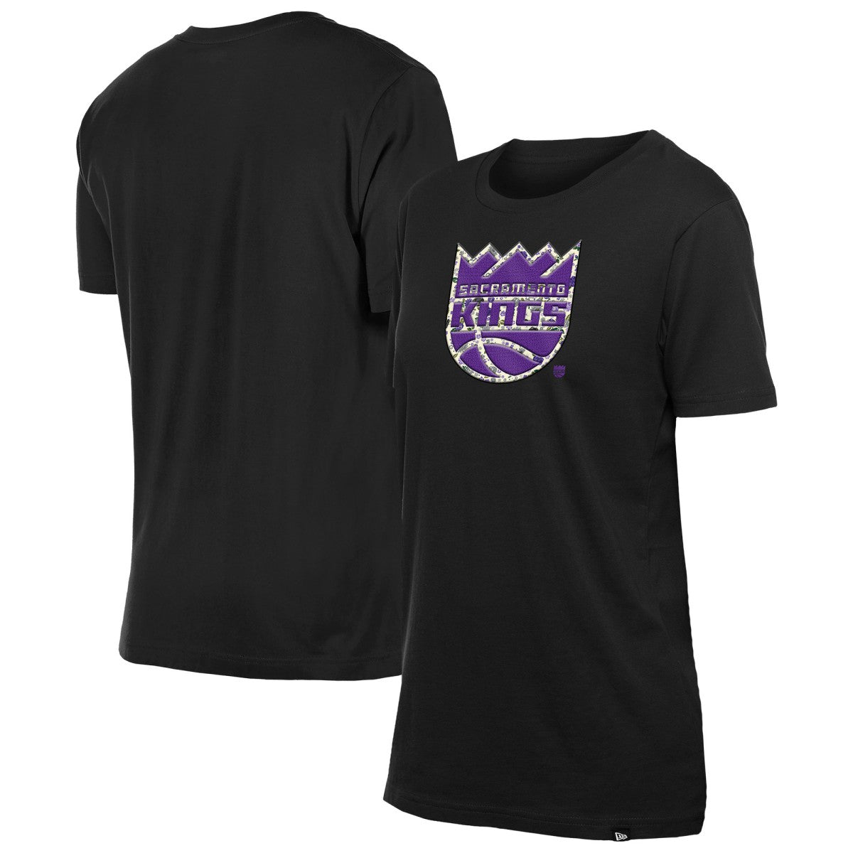 Sacramento Kings Women's Glam Game Flower T-Shirt Black - New Era